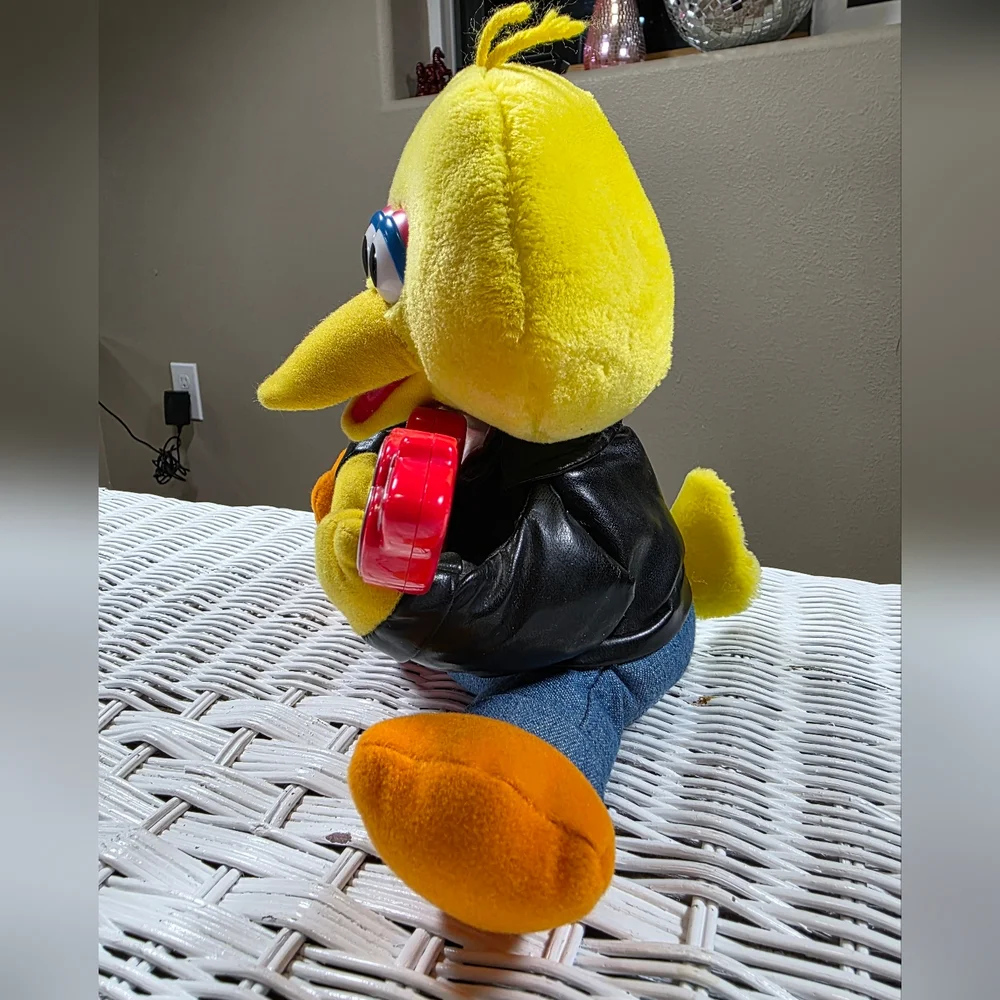 1999 Tyco Plush Rock And Roll Big Bird Toy with Guitar Yellow Black Still Works!